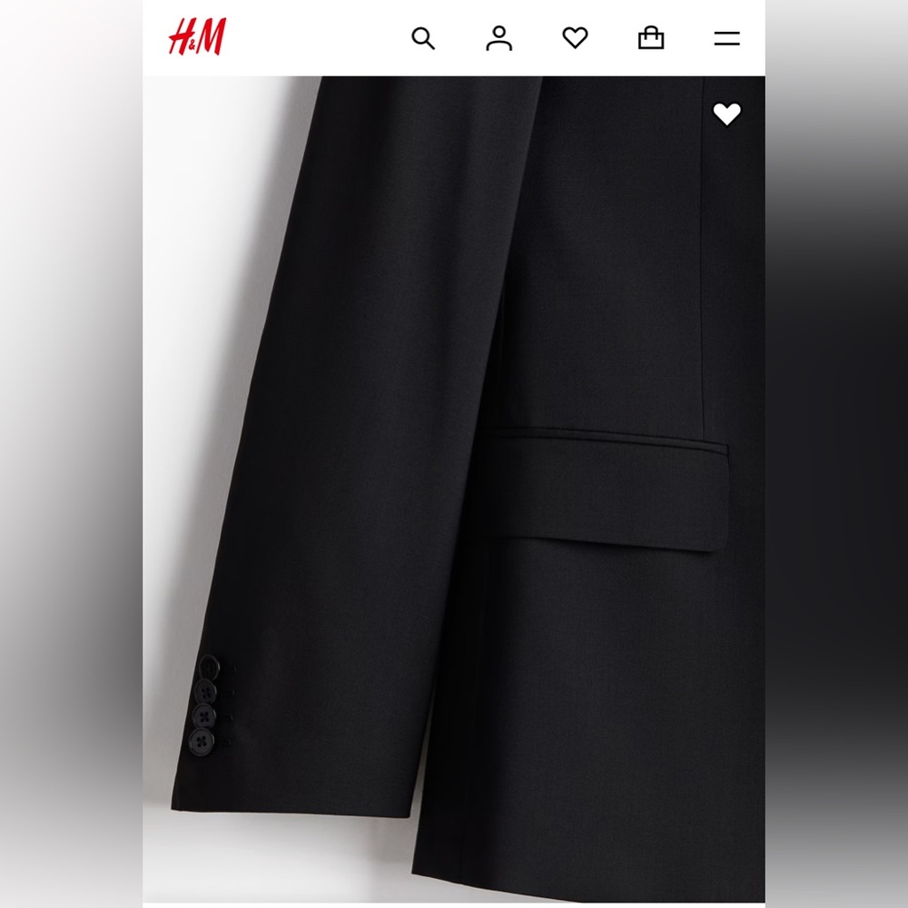 H&M SLIM FIT BLACK WOOL BLEND JACKET 46R - Picture 2 of 12